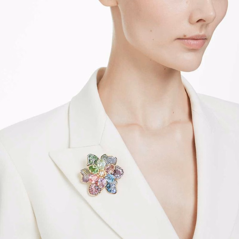 Idyllia HäNge Och Brosch, Blandade Storlekar, Pavé, Blomma, FlerfäRgad, Blandade Metallfinisher
