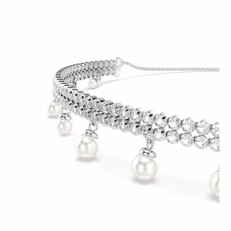 Ariana Grande X Swarovski Choker, KristallpäRla, Rund Slipning, Vit, RodiumpläTerad