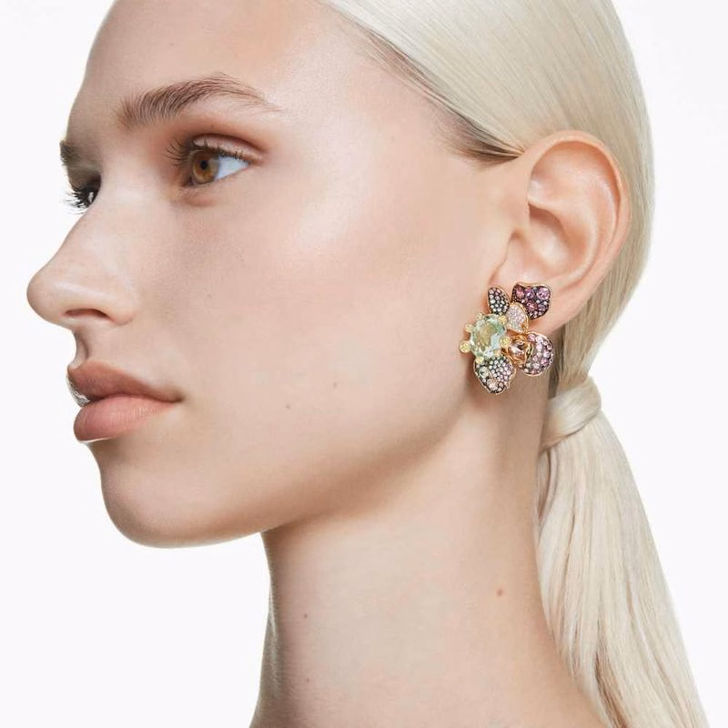 Idyllia Clip-On öRhäNgen, Blandade Storlekar, Pave, Blomma, FlerfäRgad, Blandade Metallfinisher
