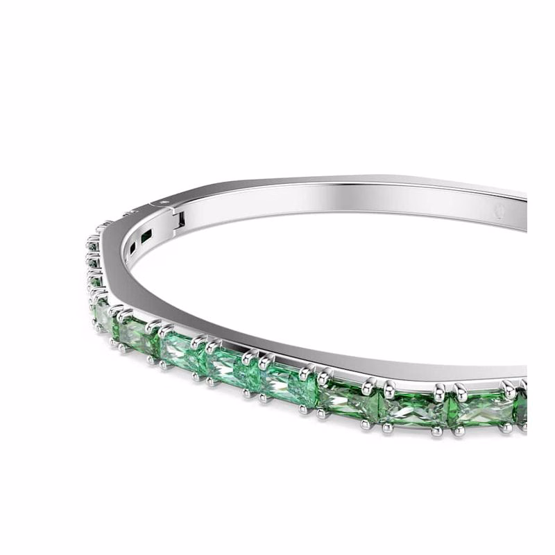Matrixarmband, Baguetteslipat, GröNt, RodiumpläTerat