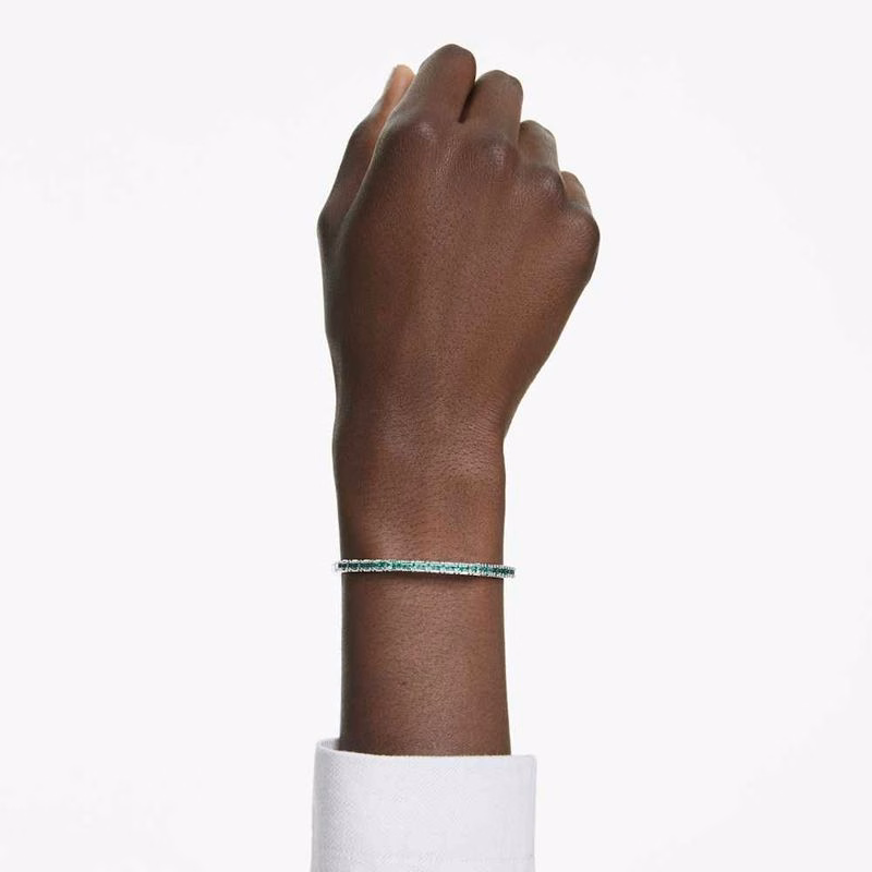 Matrixarmband, Baguetteslipat, GröNt, RodiumpläTerat