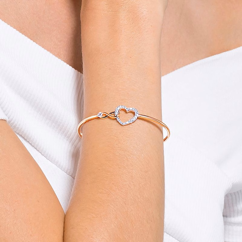 Swarovski Infinity Heart Armband, Vit, Blandad Metallfinish