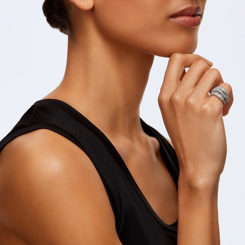 Twist Wrap-Ring, Vit, RodiumpläTerad