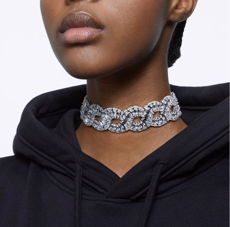 Hyperbola Choker, VåG, Vit, RodiumpläTerad