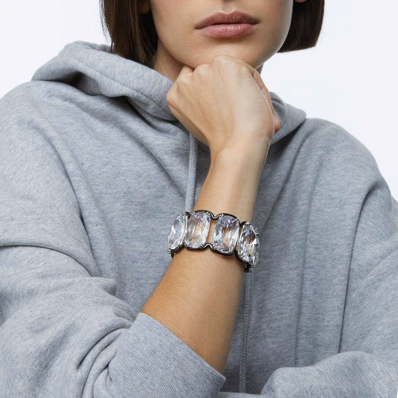 Harmonia-Armband, Stor Flytande Kristall, Vit, Blandade Metallfinisher