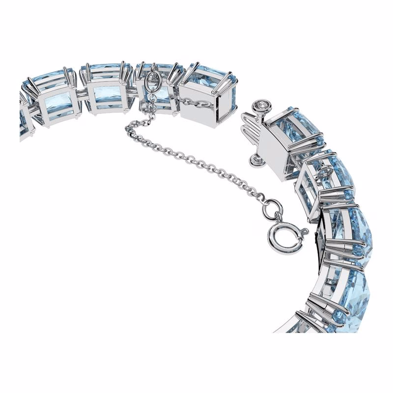 Millenia-Armband, Fyrkantiga Kristaller, Blå, RodiumpläTerad