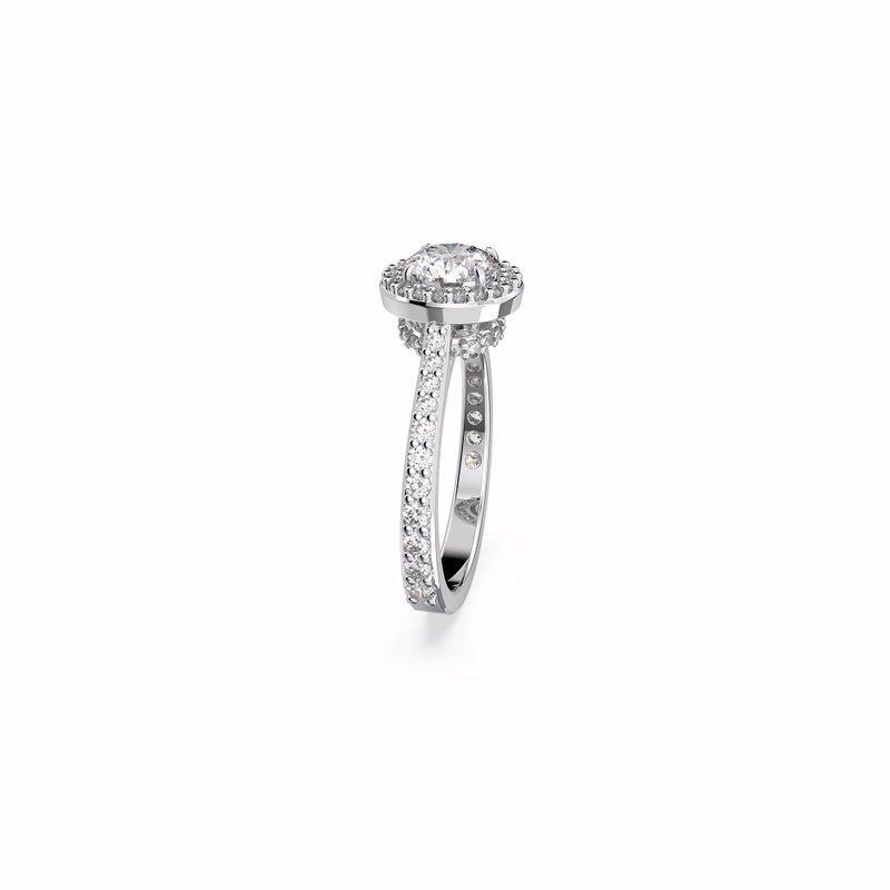 Una Angelic Cocktailring, Rund Slipning, Pavé, Vit, RodiumpläTering