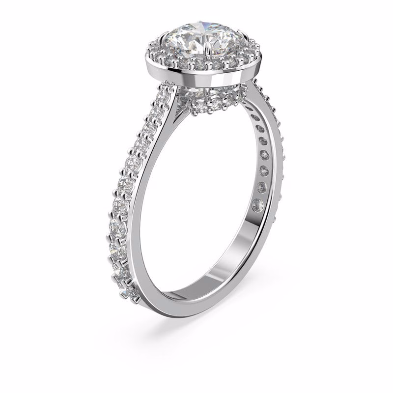 Una Angelic Cocktailring, Rund Slipning, Pavé, Vit, RodiumpläTering