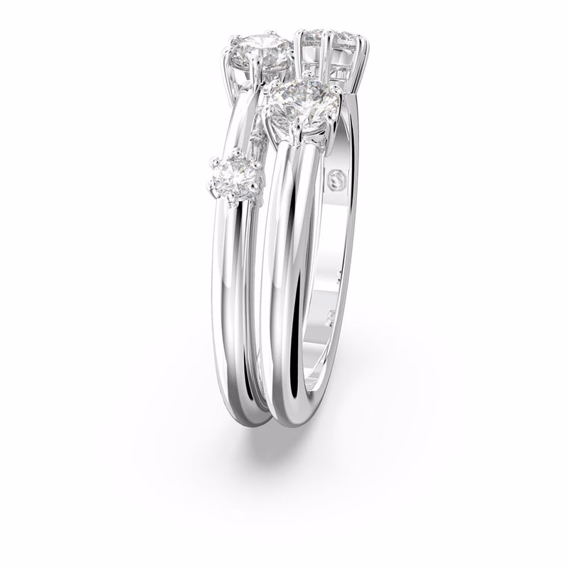 Constella Ring, Set (2), Rund Slipning, Vit, RodiumpläTerad