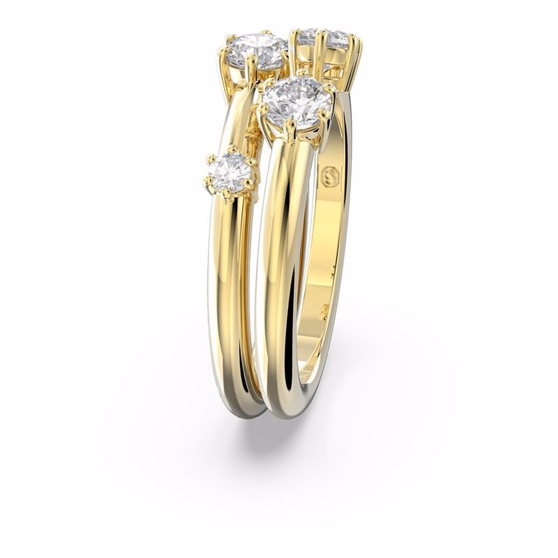 Constella Ring, Set (2), Rund Slipning, Vit, GuldpläTerad
