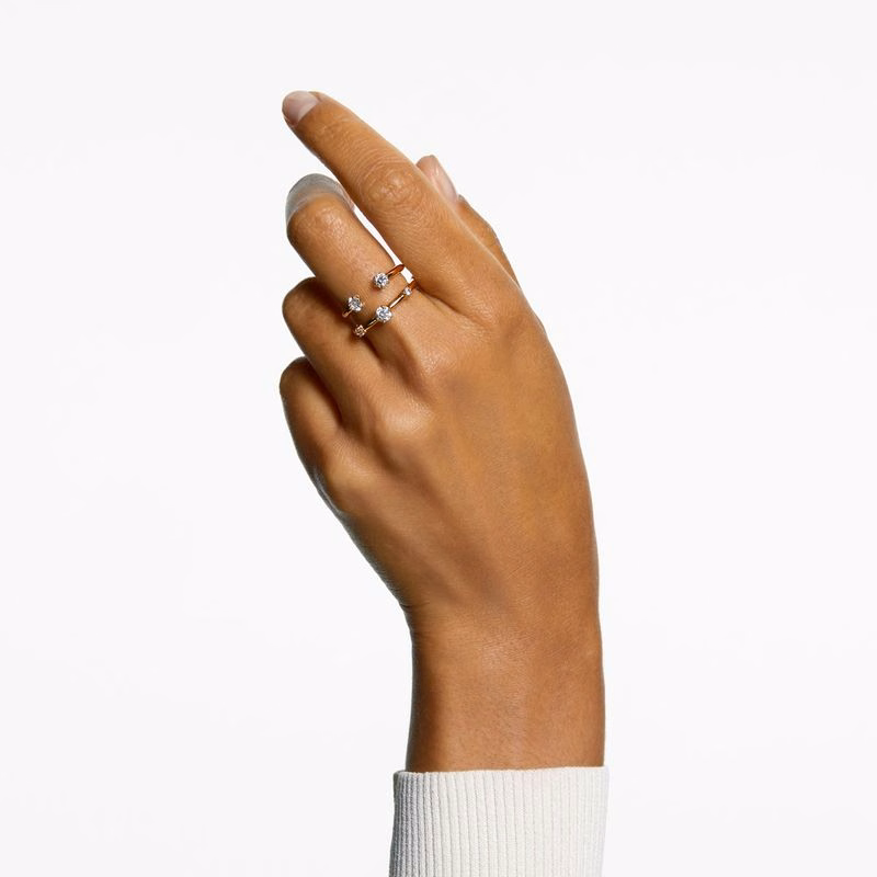 Constella Ring, Set (2), Rund Slipning, Vit, GuldpläTerad