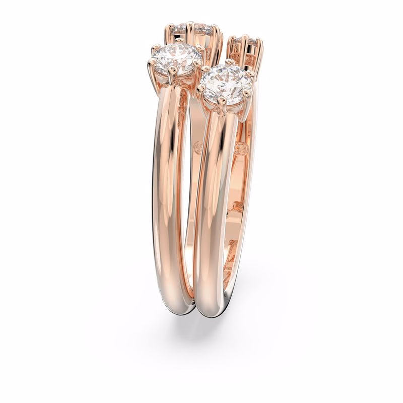 Constella Ring, Set (2), Rund Slipning, Vit, RoséGuldpläTerad