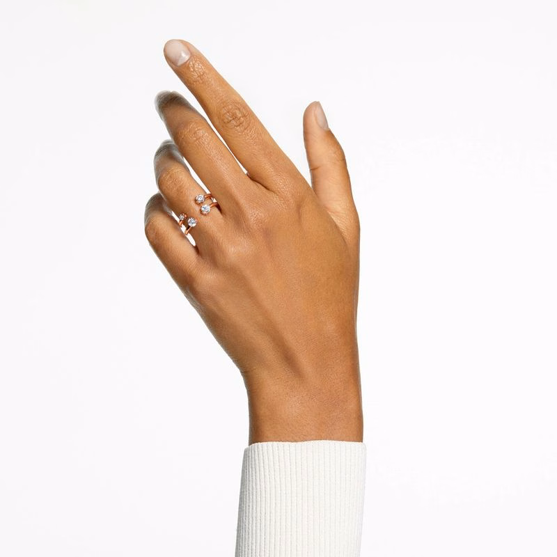 Constella Ring, Set (2), Rund Slipning, Vit, RoséGuldpläTerad