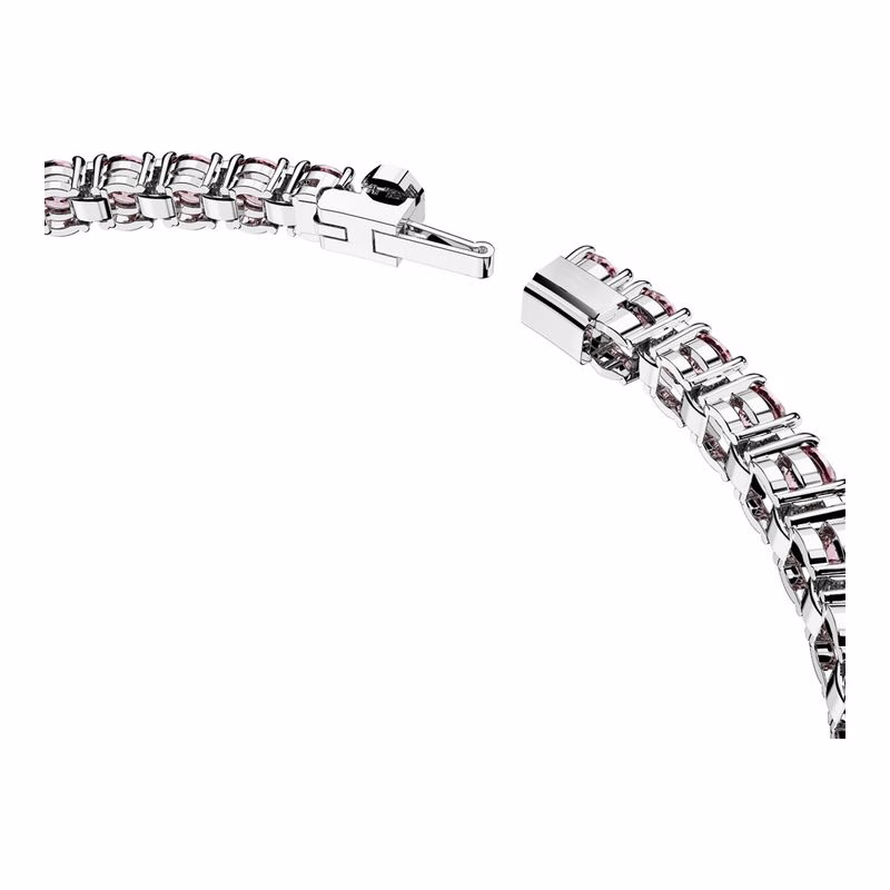 Matrix Tennisarmband, Runt Slipat, Litet, Rosa, RodiumpläTerat