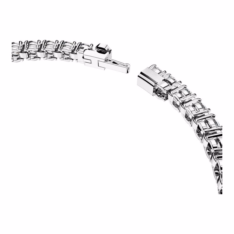 Matrix Tennisarmband, Runt Slipat, Litet, Vitt, RodiumpläTerat