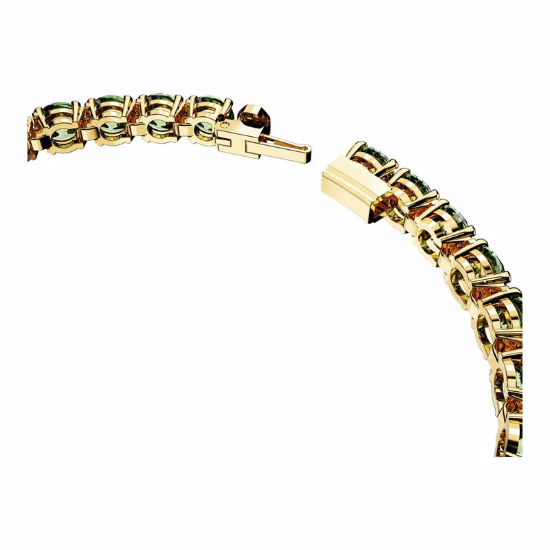 Matrix Tennisarmband, Runt Slipat, Mellan, GröNt, GuldpläTerat