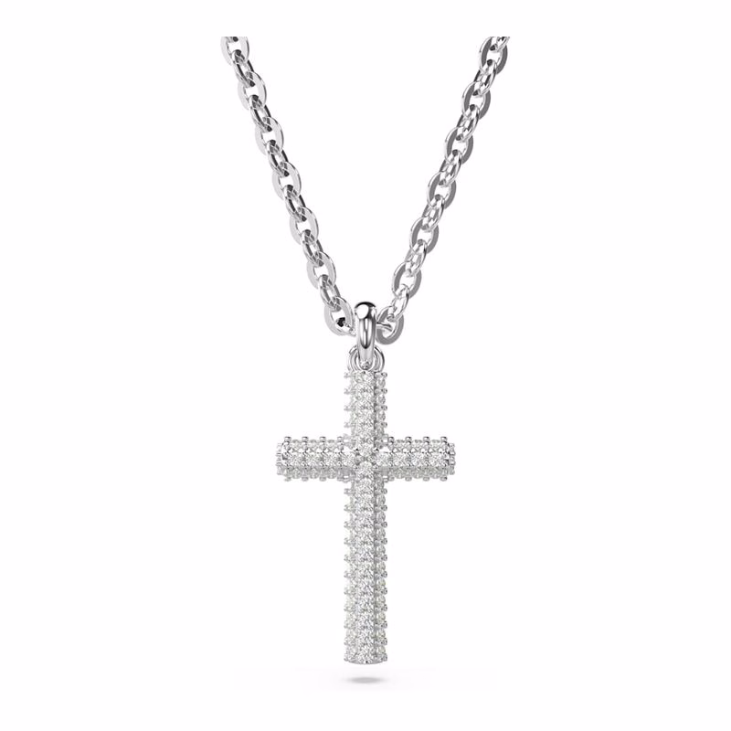 Insigne HäNge, Pavé, Cross, White, Rhodium Plating