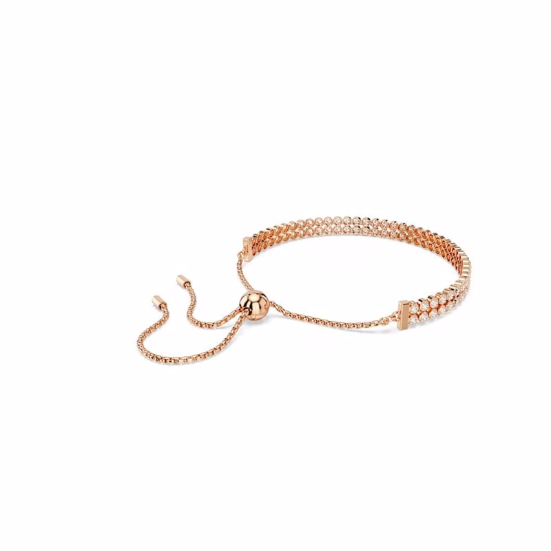 Matrix Tennisarmband, Runt Slipat, Vitt, RoséGuldpläTerat