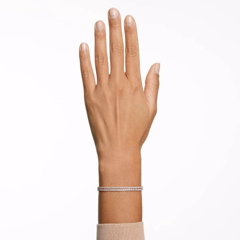Matrix Tennisarmband, Runt Slipat, Vitt, RoséGuldpläTerat