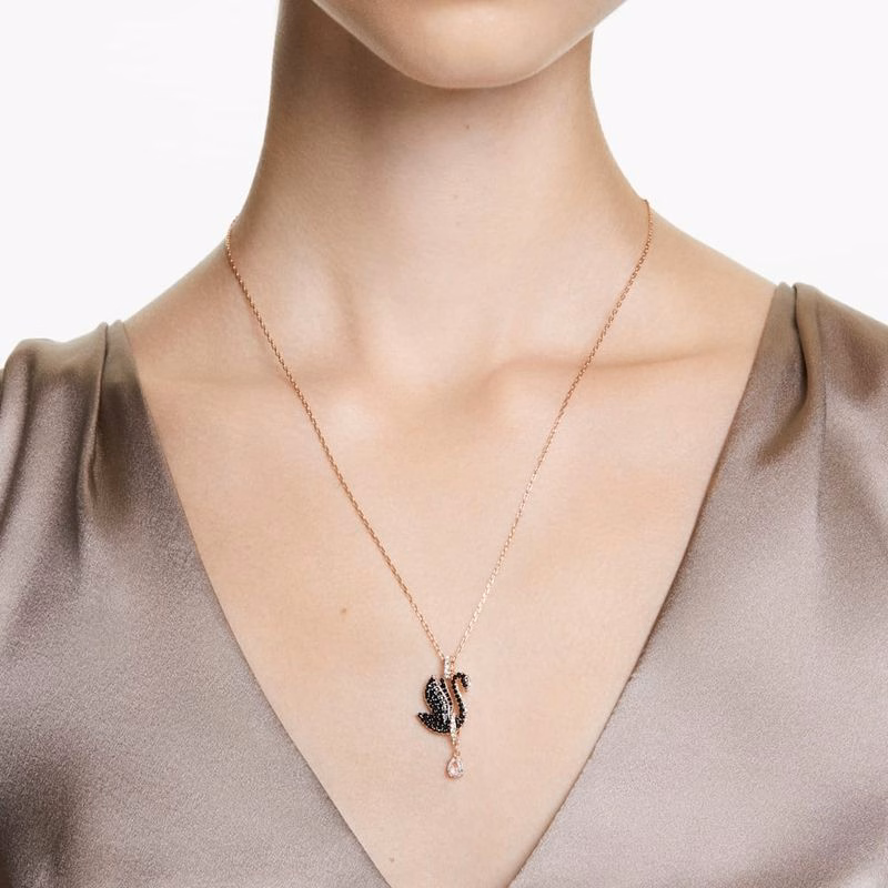 Swarovski Iconic Swan-HäNge, Svart, RoséGuldpläTerad