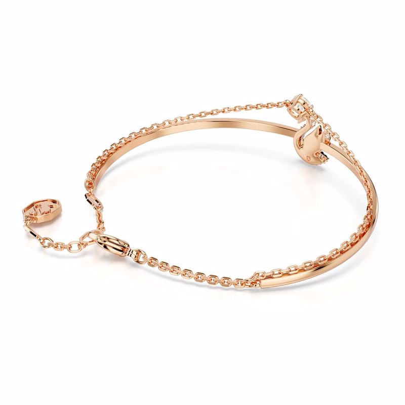 Swarovski Iconic Swan Armband, Svart, RoséGuldpläTerad