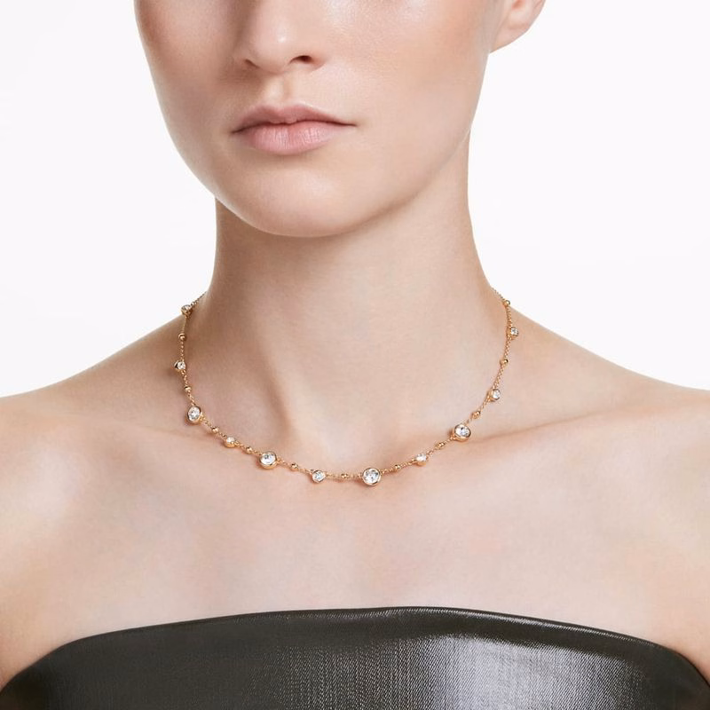 Imber Halsband, Rund Slipning, Distribuerad Design, Vit, GuldpläTering