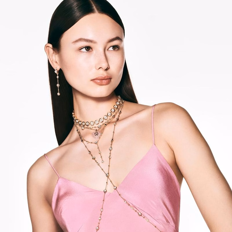 Imber Halsband, Rund Slipning, Distribuerad Design, Vit, GuldpläTering