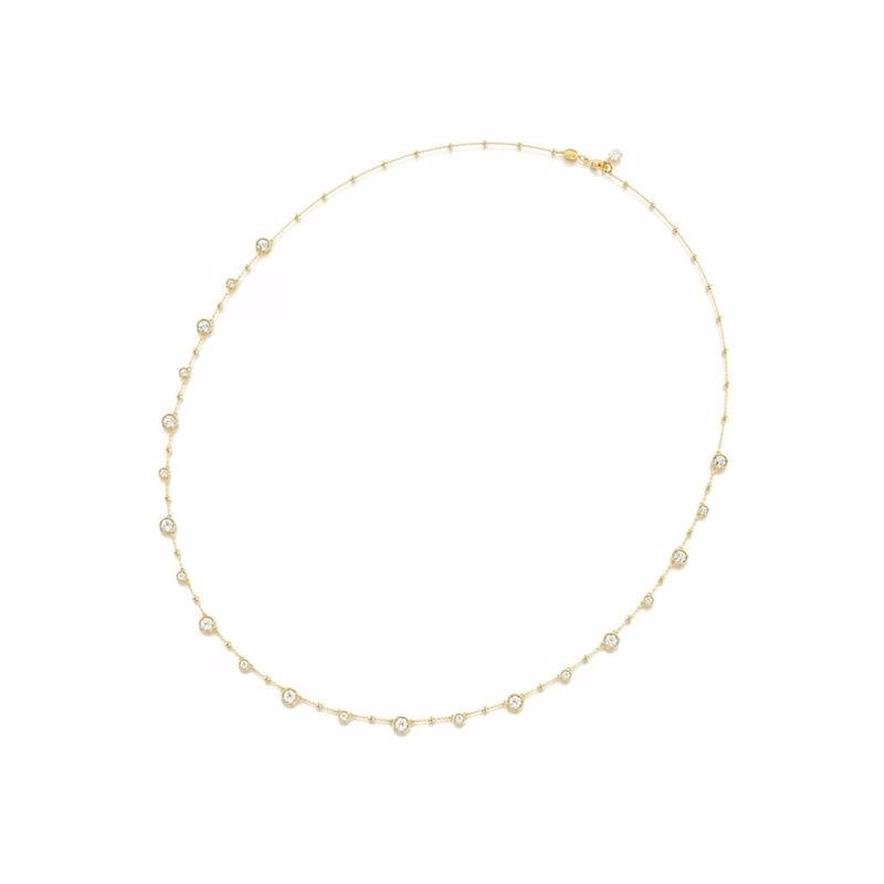 Imber Halsband, Runt Slipat, Vitt, GuldpläTerat