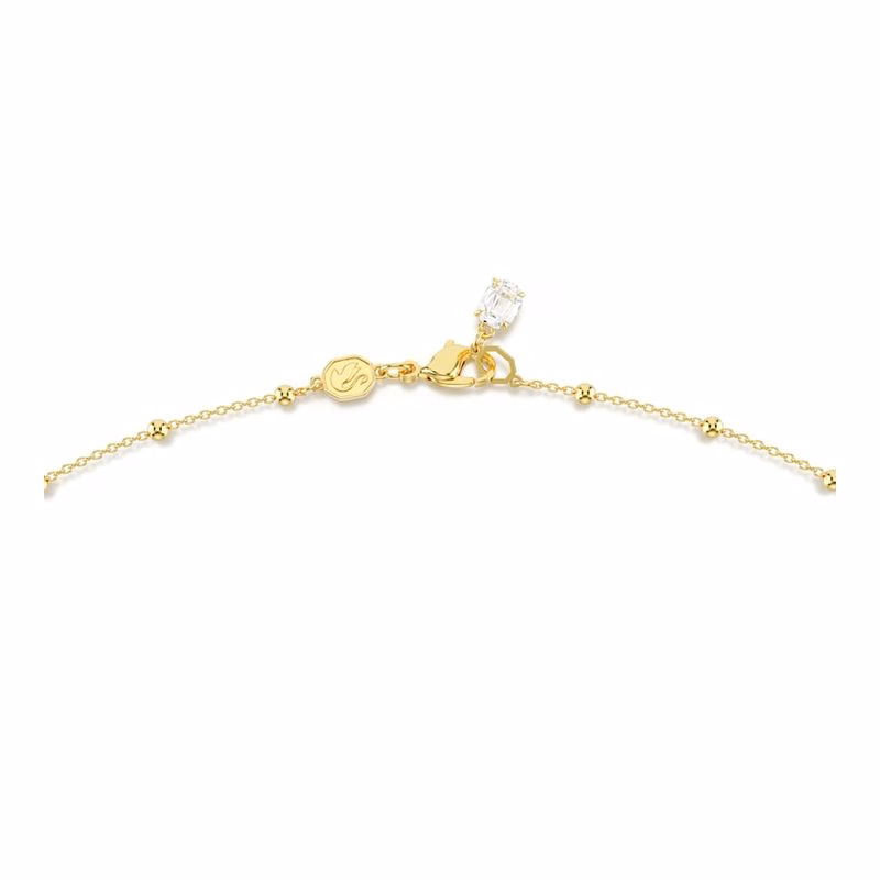 Imber Halsband, Runt Slipat, Vitt, GuldpläTerat