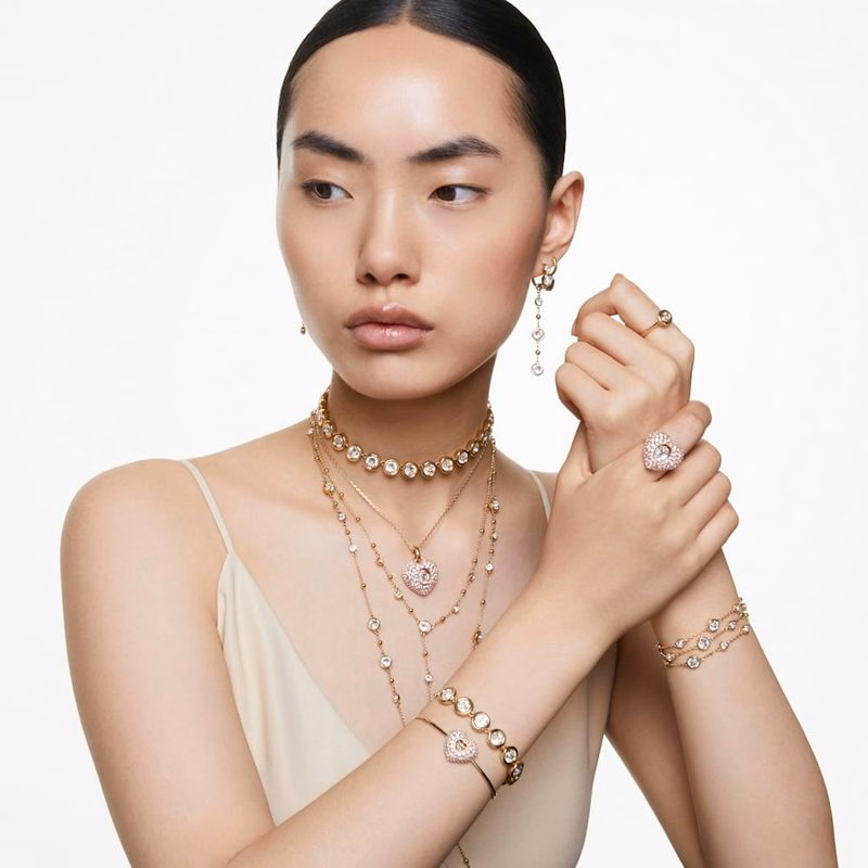 Imber Halsband, Runt Slipat, Vitt, GuldpläTerat