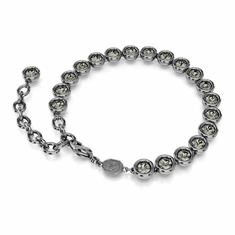 Imber Tennisarmband, Runt Slipat, Svart, RuteniumbeläGgning