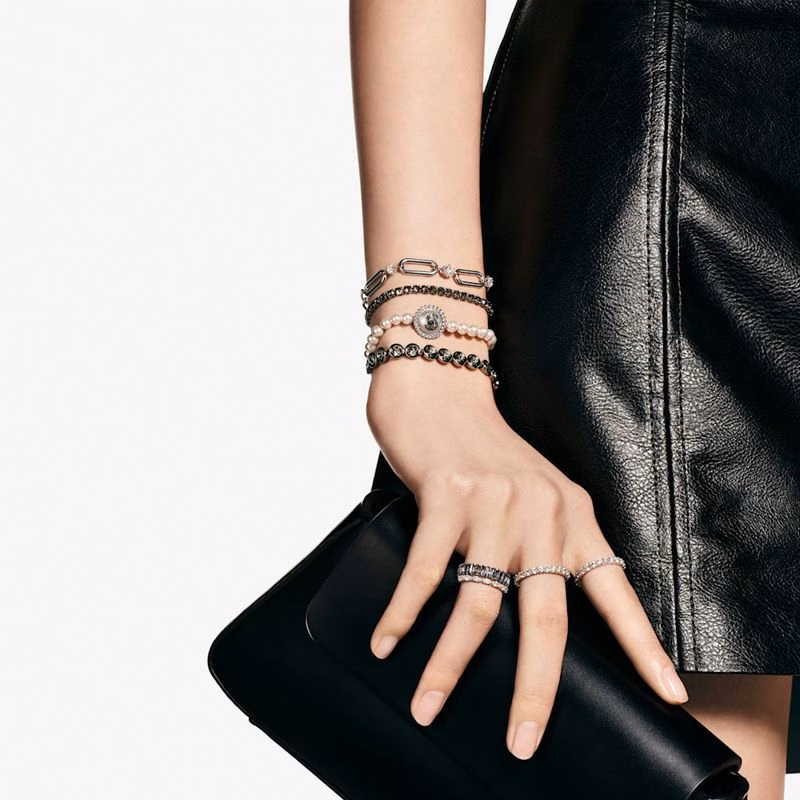 Imber Tennisarmband, Runt Slipat, Svart, RuteniumbeläGgning