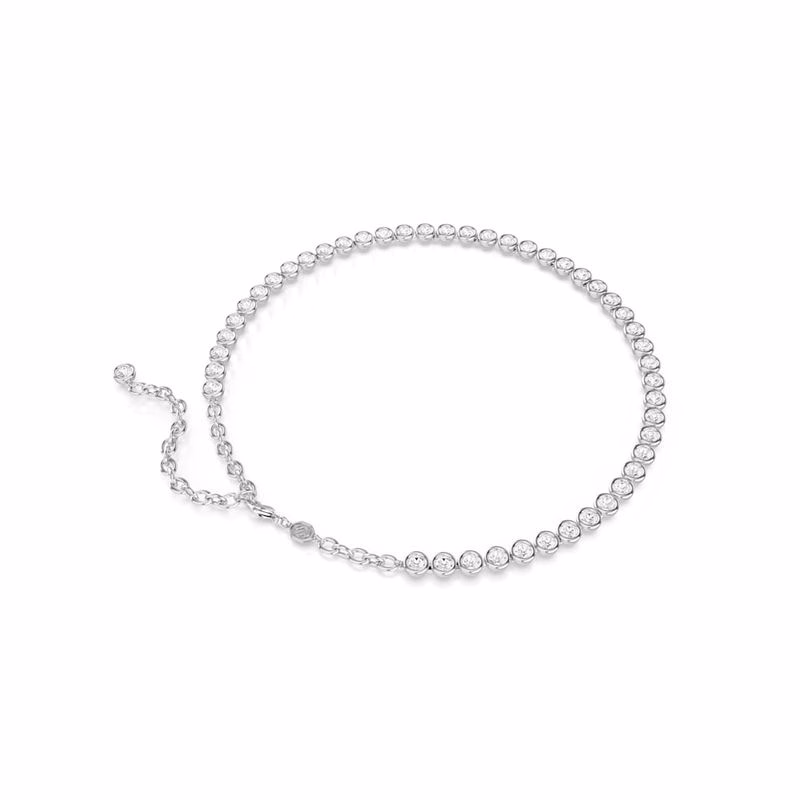 Imber Tennishalsband, Runt Slipat, Vitt, RodiumpläTerat