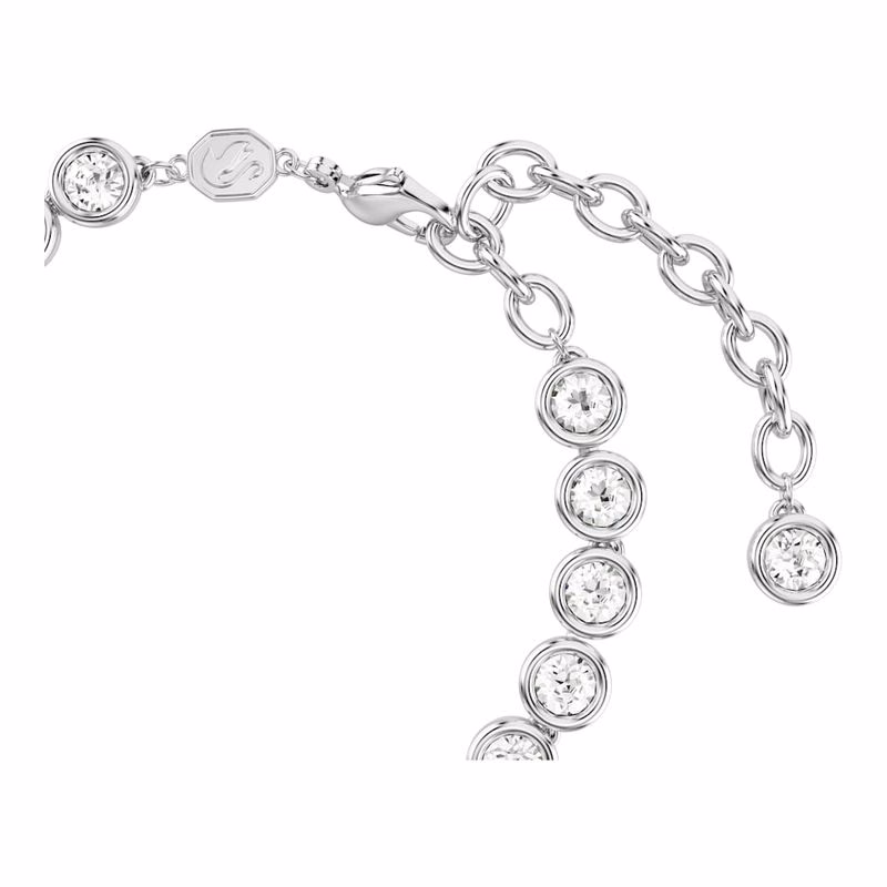 Imber Tennisarmband, Runt Slipat, Vitt, RodiumpläTering