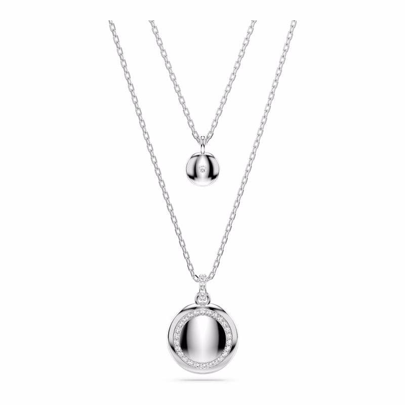 Meteora Layered Pendant, Vit, RodiumpläTering