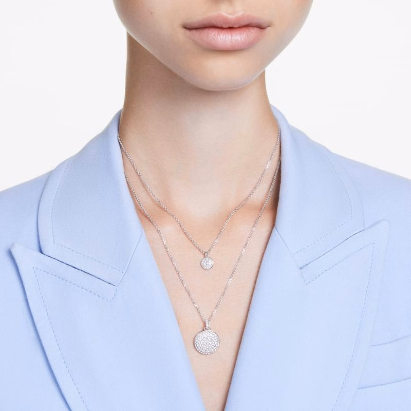 Meteora Layered Pendant, Vit, RodiumpläTering