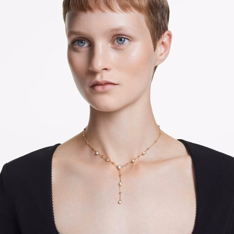 Imber Y-Halsband, Rund Slipning, Distribuerad Design, Vit, GuldpläTerad
