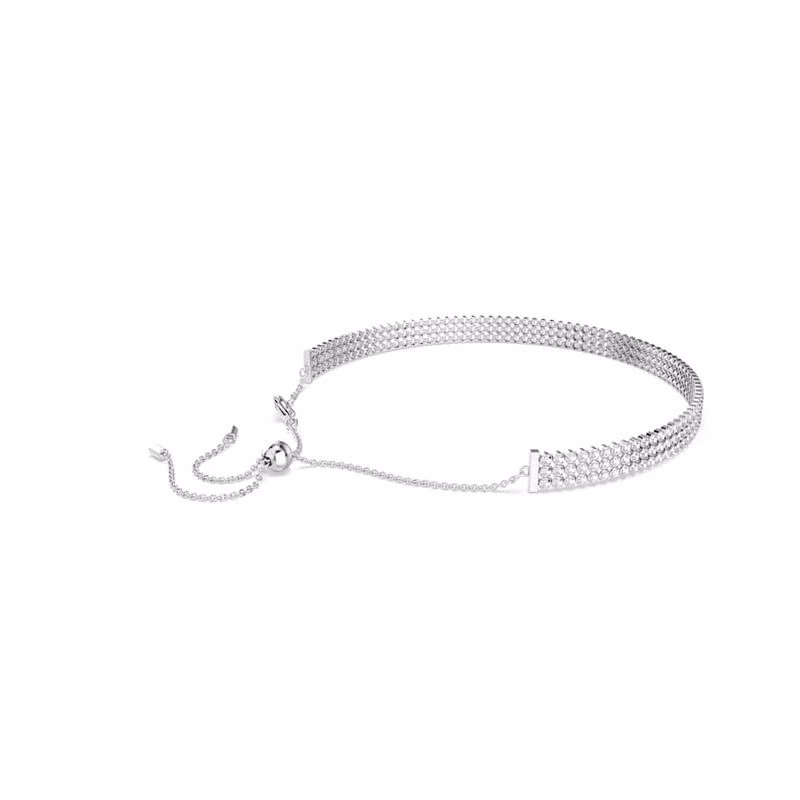 Matrix Tennis Choker, Rund Slipning, Vit, RodiumpläTerad