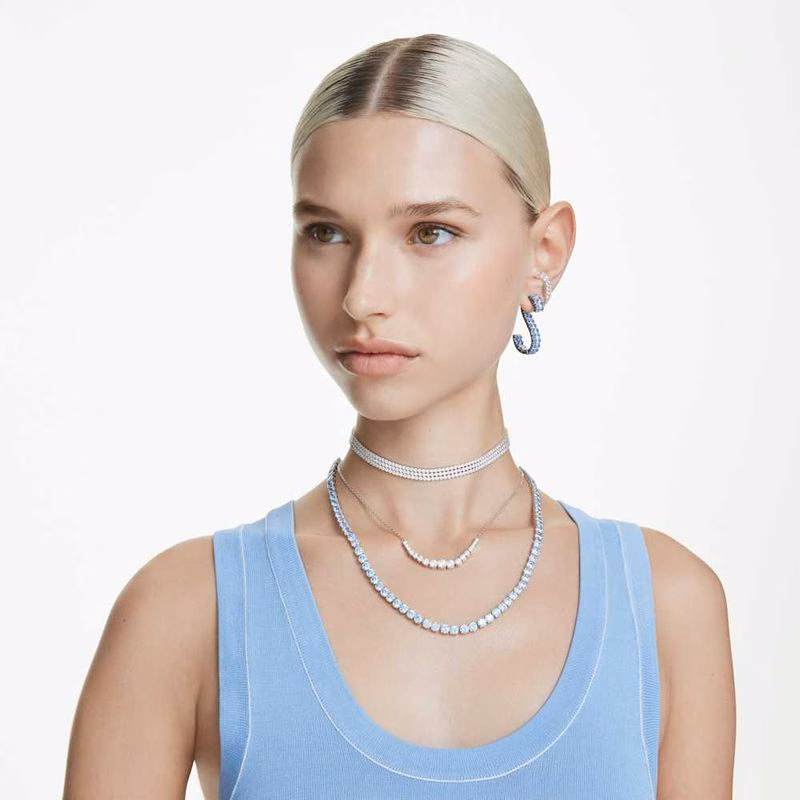 Matrix Tennis Choker, Rund Slipning, Vit, RodiumpläTerad