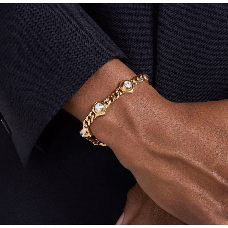 Numina-Armband, Rund Slipning, Vit, GuldfäRgad BeläGgning