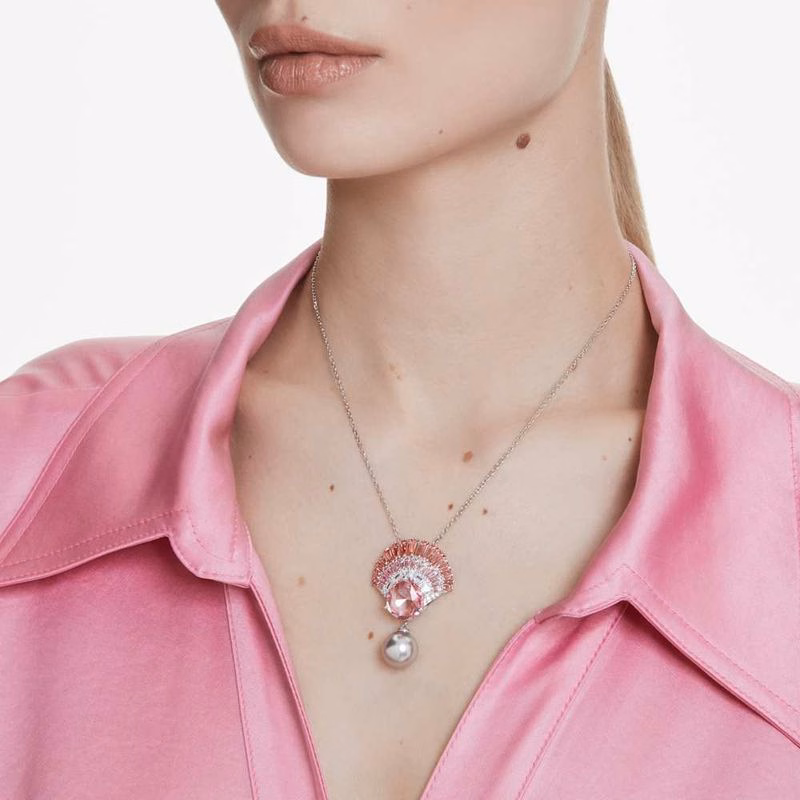 Idyllia-HäNge, Blandade Storlekar, KristallpäRla, SnäCkskal, Rosa, RodiumpläTerad