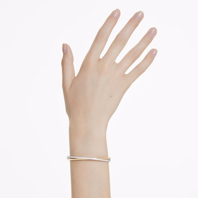 Hyperbola-Armband, Rund Slipning, Vit, Blandade Metallfinisher
