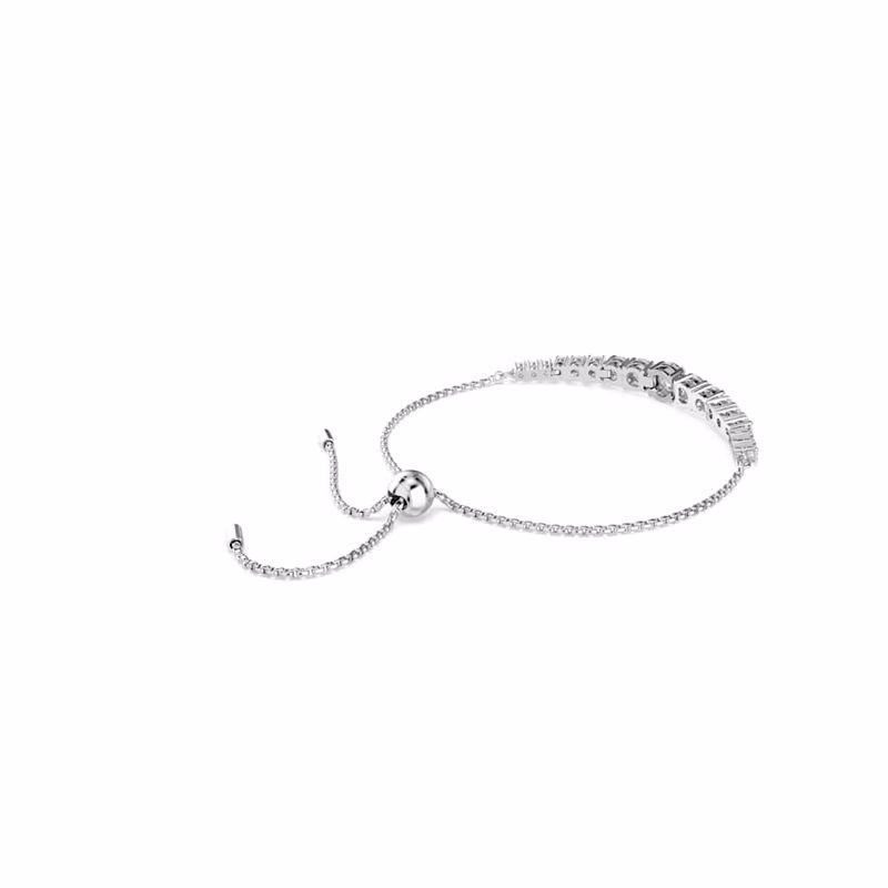 Matrixarmband, Rund Slipning, Vit, RodiumpläTerad