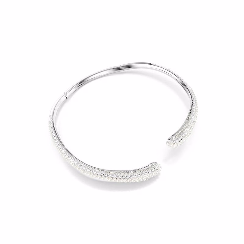 Sublima Halsband, KristallpäRla, Rund Slipning, Vit, RodiumpläTerad