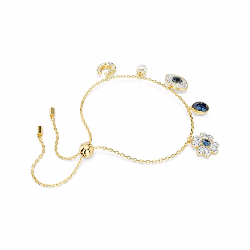 Symboliskt Armband, KlöVer, Onda öGat Och HäStsko, Blå, GuldpläTering
