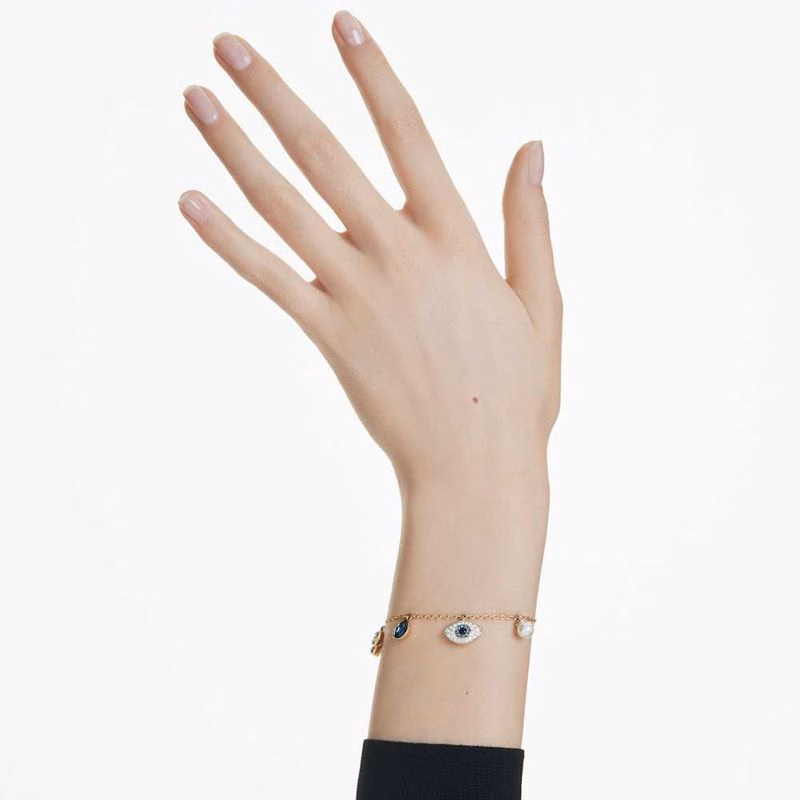 Symboliskt Armband, KlöVer, Onda öGat Och HäStsko, Blå, GuldpläTering