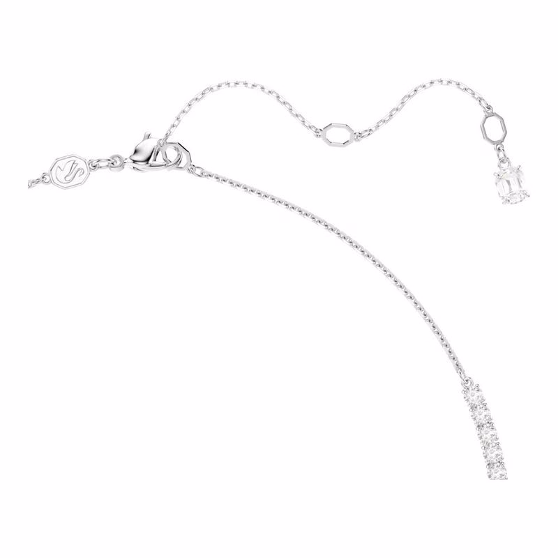 Matrix Y-Halsband, KristallpäRla, Rund Slipning, Vit, RodiumpläTerad