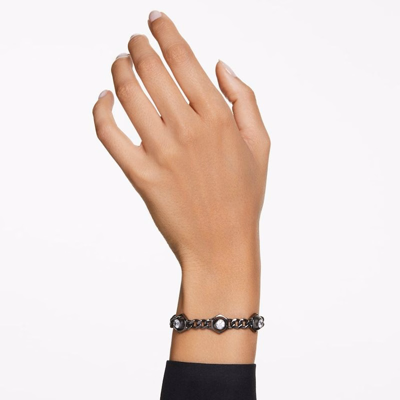 Numina-Armband, Rundslipat, Vitt, RuteniumbeläGgning