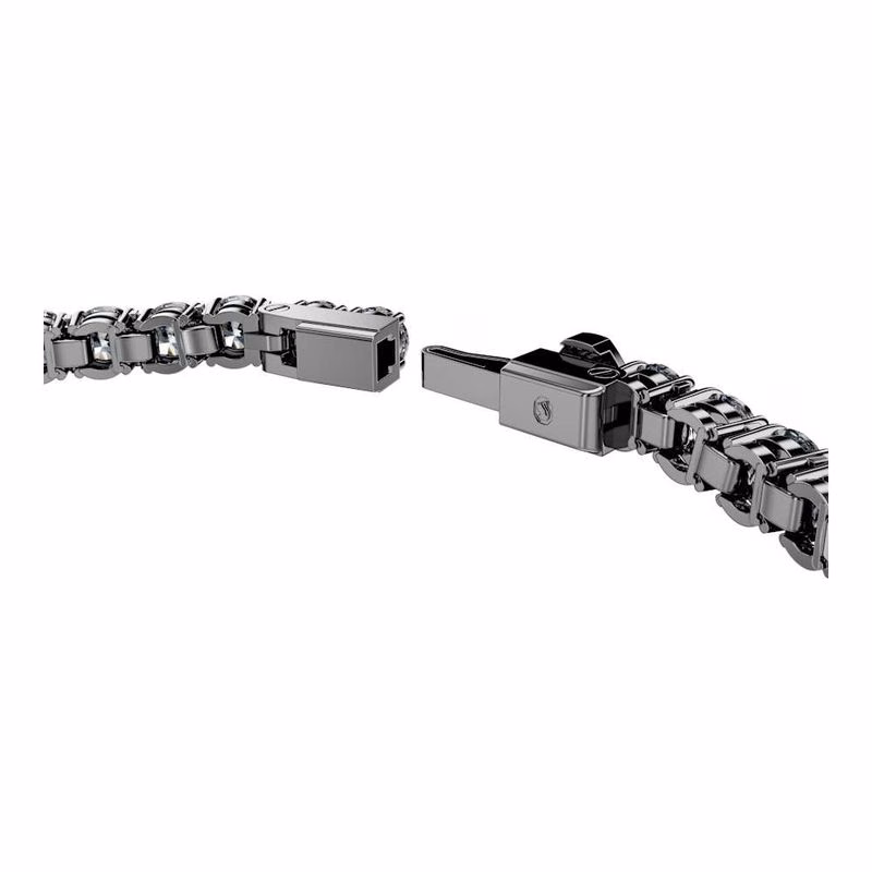 Matrix Tennisarmband, Runt Slipat, Grå, RuteniumpläTerat