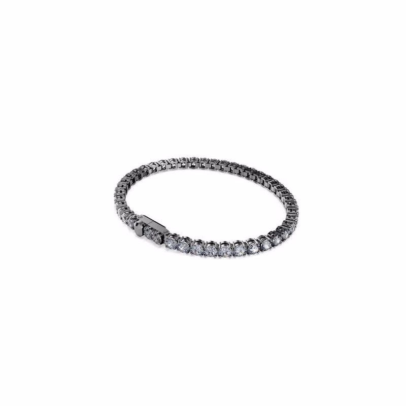 Matrix Tennisarmband, Runt Slipat, Grå, RuteniumpläTerat